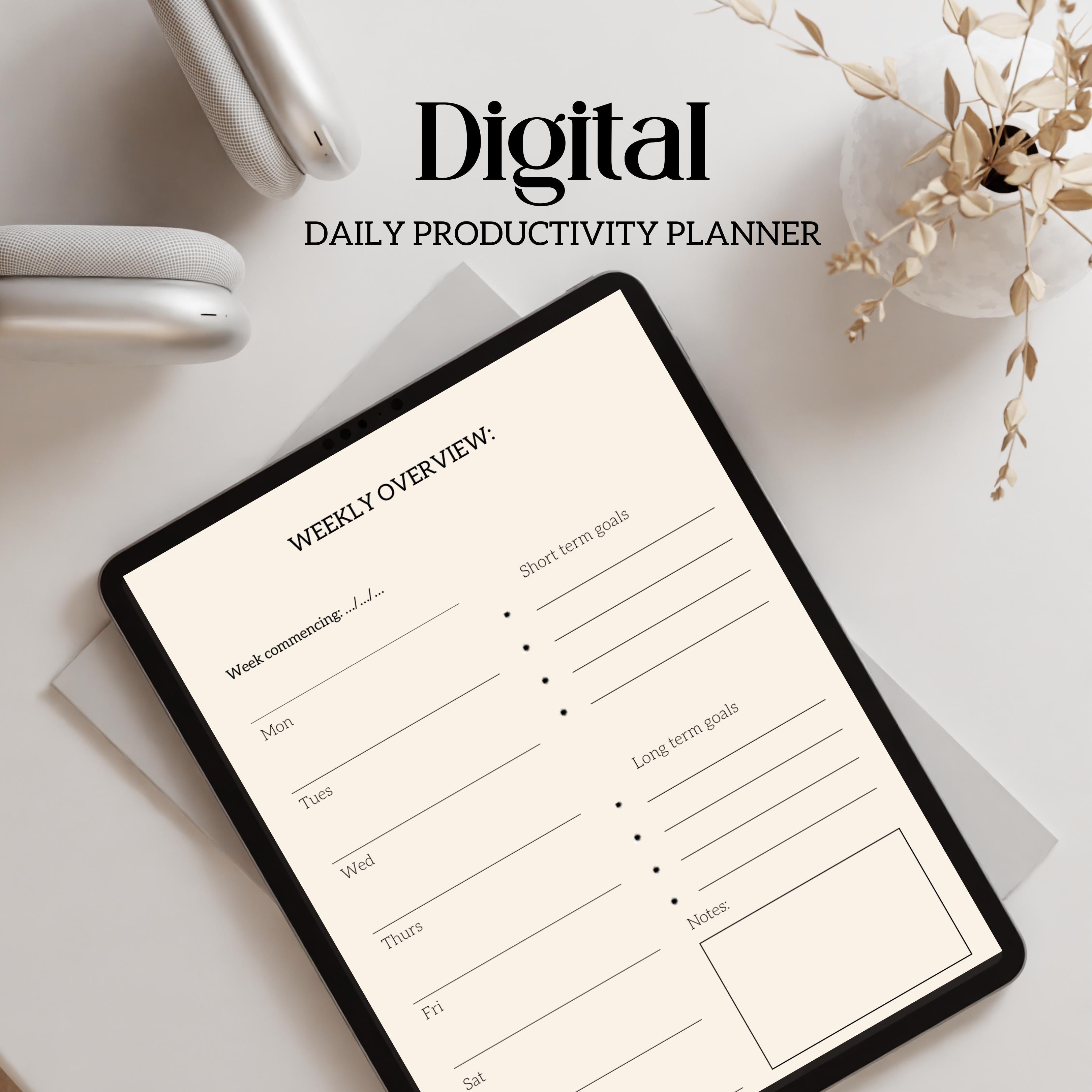 Digital Daily Productivity Planner. Goodnotes, IPAD