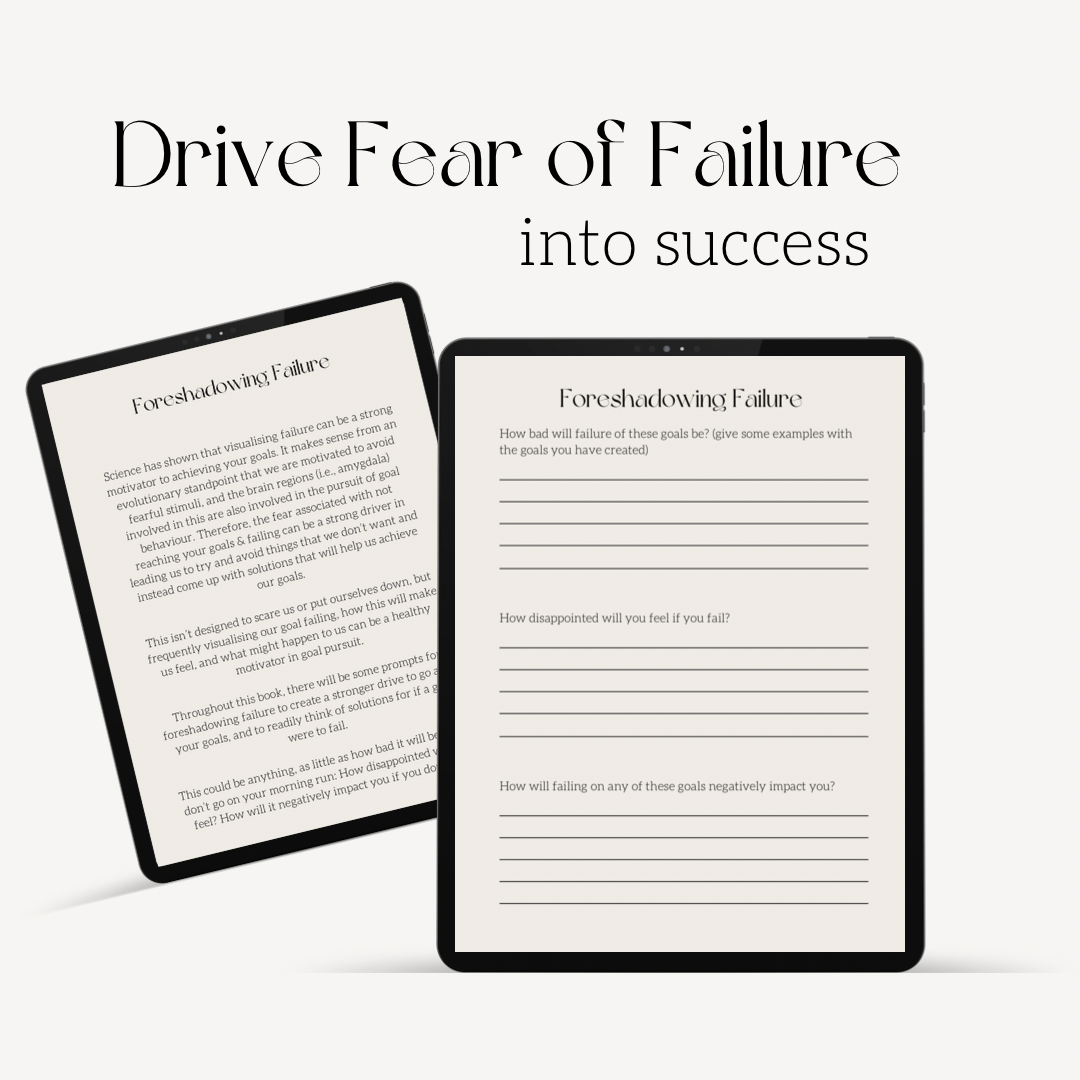 Goals Planner. Undated. Monthly goal setting & monthly review. Visualisation. Manifestation. Vision Board. Self-belief. Overcoming failure. Milestones. Business, fitness, lifestyle & mindset goals. Yearly Reflection. Backed by science.