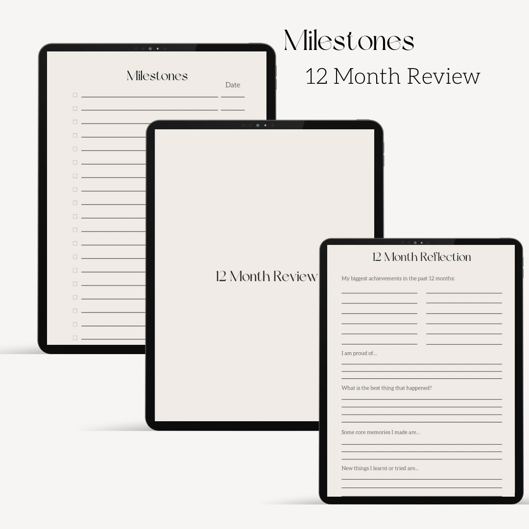 Goals Planner. Undated. Monthly goal setting & monthly review. Visualisation. Manifestation. Vision Board. Self-belief. Overcoming failure. Milestones. Business, fitness, lifestyle & mindset goals. Yearly Reflection. Backed by science.